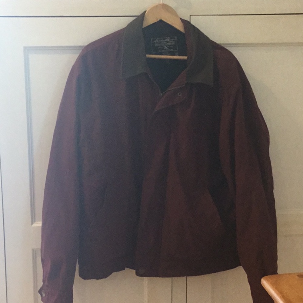 Eddie Bauer jacket. Large tall men’s. Leather collar.